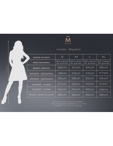 Bilyana sukienka damska z falbanką długi rękaw, Merribel 1714