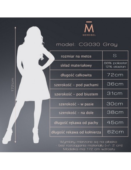 Tunic women's with long sleeve grey, Merribel cg030