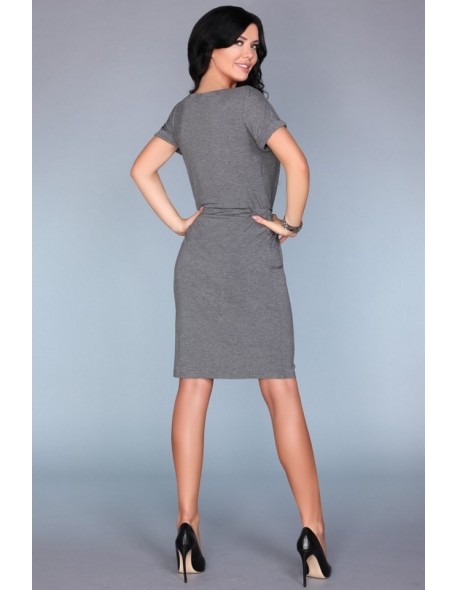 Sukienka damska z krótkim rękawem ściągacz w...