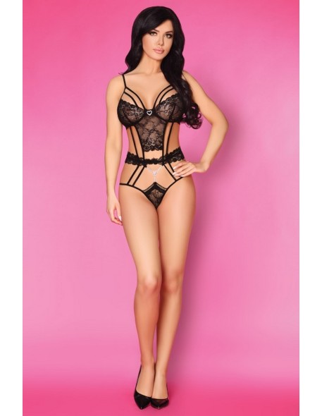 Body koronkowe czarne Sopheap Cofashion CF 90392 