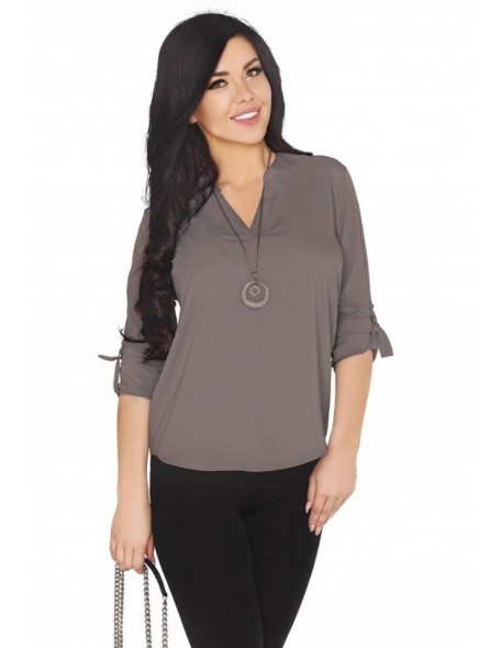 Cayley blouse women's with long sleeve mocca, Merribel 1720