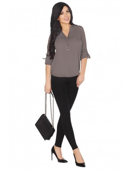 Cayley blouse women's with long sleeve mocca,...