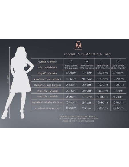 Yolandena dress women's pencil skirt rozkloszowane long sleeves red, Merribel 1734