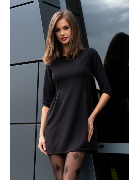 Kayceen sukienka damska mini z rękawem 3/4 czarna, Merribel 90441