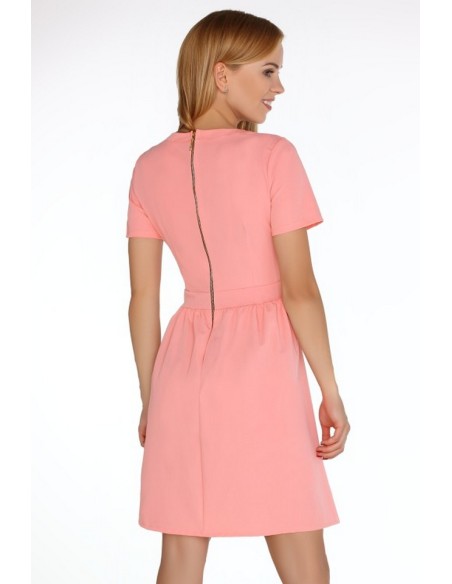 Marelna dress women's short sleeve flared bottom coral, Merribel