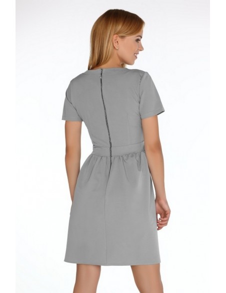 Marelna dress women's short sleeve flared bottom grey, Merribel