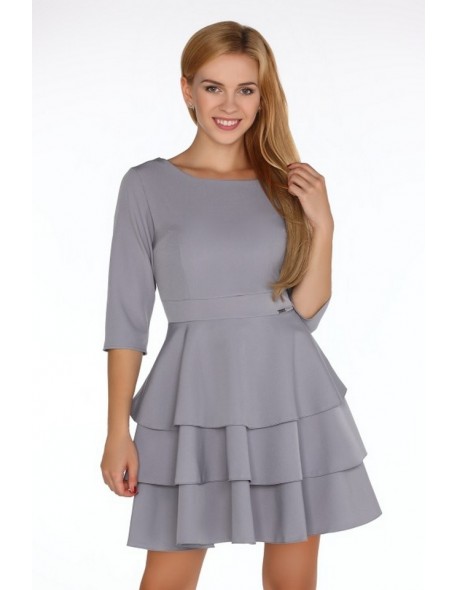 Reethan dress women's with frills 3/4 sleeve grey, Merribel