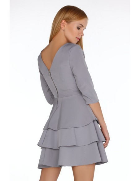 Reethan dress women's with frills 3/4 sleeve grey, Merribel