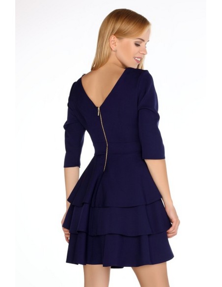 Reethan dress women's with frills 3/4 sleeve navy blue, Merribel