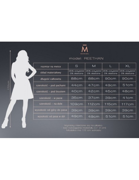 Reethan sukienka damska z falbankami rękaw 3/4 granatowa, Merribel