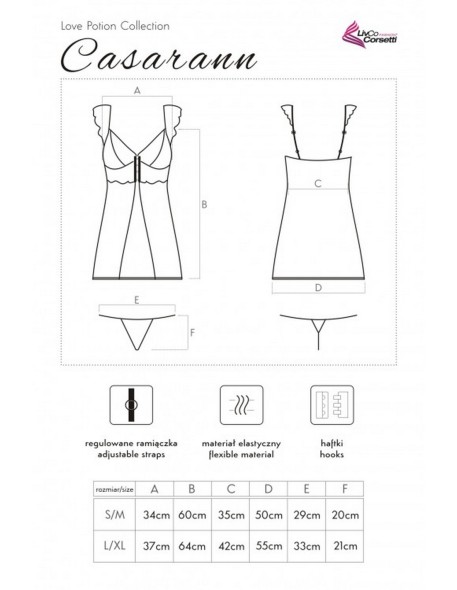 Casarann koszulka nocna ze stringami czarna,...