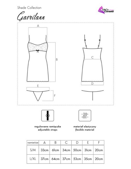 Gavrilann koszulka nocna ze stringami czarna,...