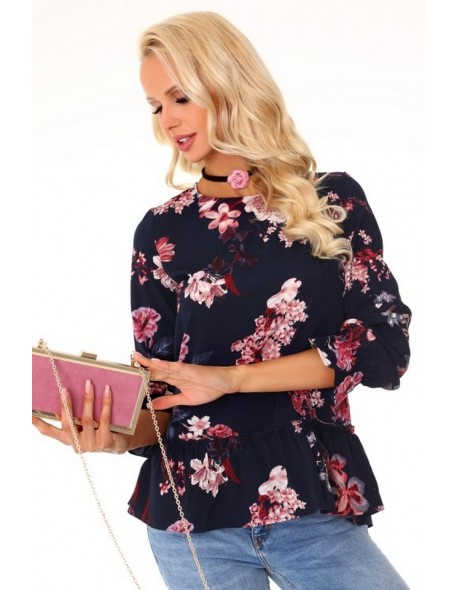 Breanna blouse women's with frills 3/4 sleeve...