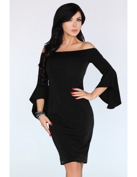 Yolandena dress women's pencil skirt rozkloszowane long sleeves black, Merribel fz1734
