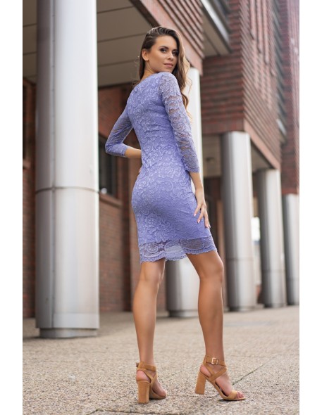 Dress women's mini koronkowa long sleeves blue,...