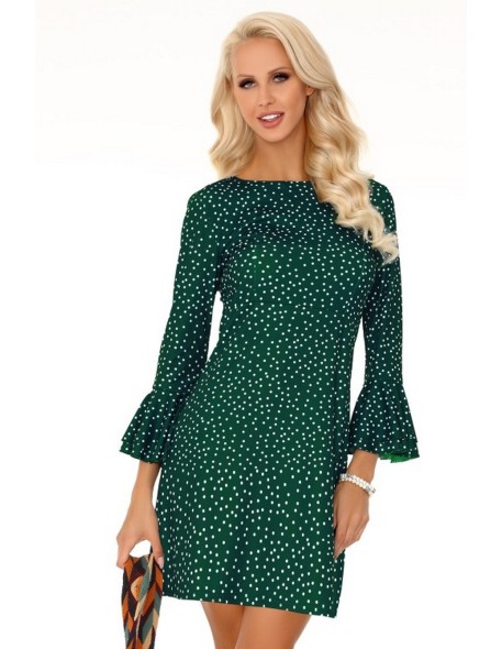 Fortunata dress women's green polka dots long...