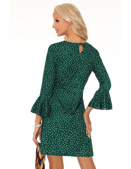 Fortunata dress women's green polka dots long...