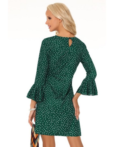 Fortunata dress women's green polka dots long sleeves, Merribel fz1742