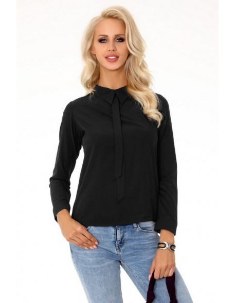 Ronada blouse women's with a collar long sleeves black, Merribel 85276