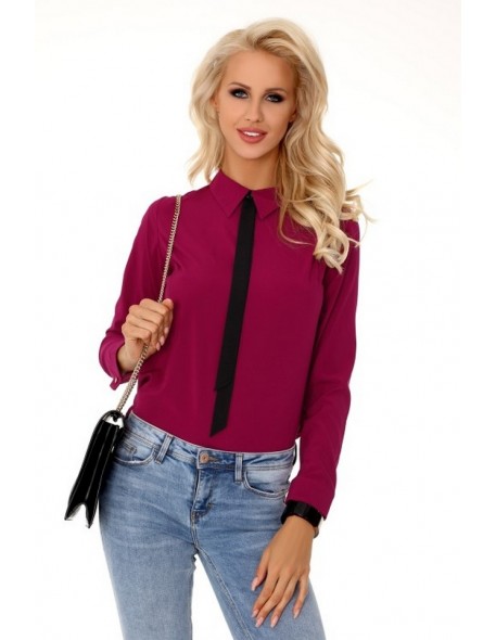 Ronada blouse women's with a collar long sleeves amaranth, Merribel 85276