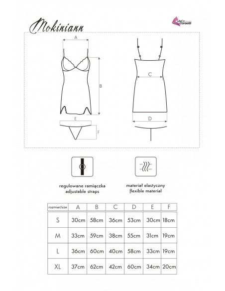 Mokiniann koszulka nocna ze stringami czarna, Livia Corsetti lc 93007 