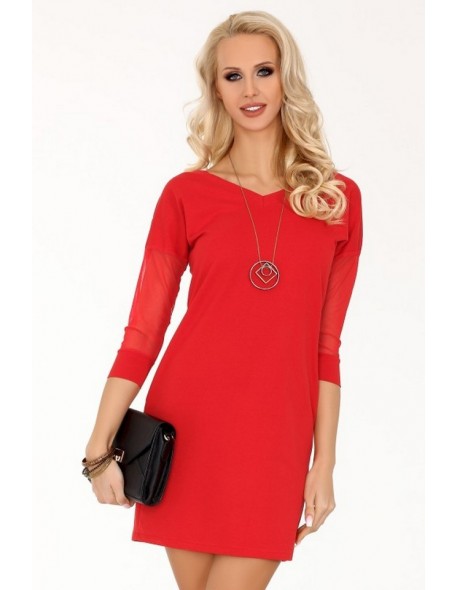 Betanisa dress women's with decorative sleeves 3/4 red, Merribel