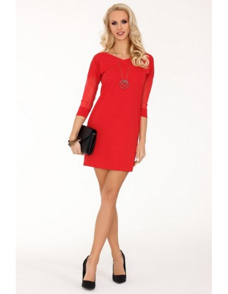 Betanisa dress women's with decorative sleeves 3/4 red, Merribel
