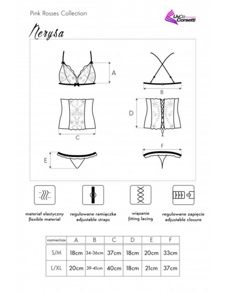 Nerysa komplet biustonosz + półgorset + stringi, Livia Corsetti lc 90427 