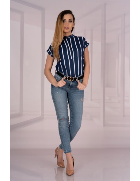 Ouranila blouse women's sleeveless navy blue v,...