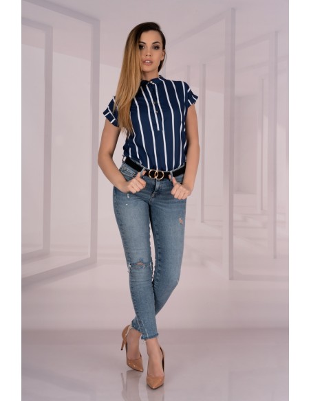 Ouranila blouse women's sleeveless navy blue v, Merribel 85411