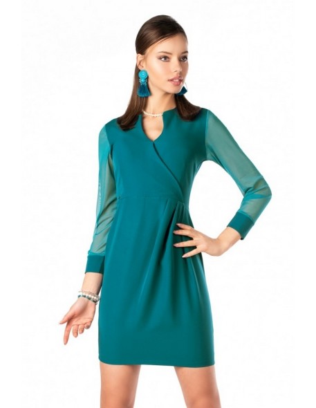 Nisamina dress women's mini with 3/4 sleeve turquoise, Merribel