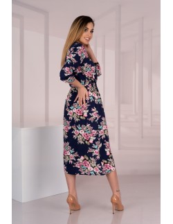 Sridevi dress women's midi navy blue in floral pattern,... 2