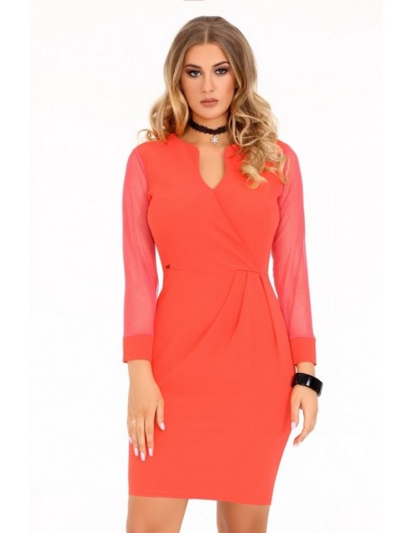 Nisamina dress women's mini with 3/4 sleeve coral, Merribel