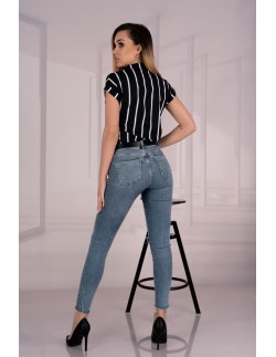 Ouranila bluzka damska czarna w paski krótki rękaw,... 2