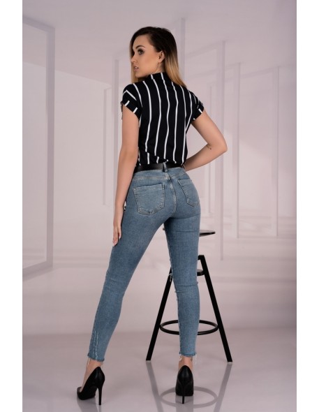 Ouranila blouse women's black in stripes short...