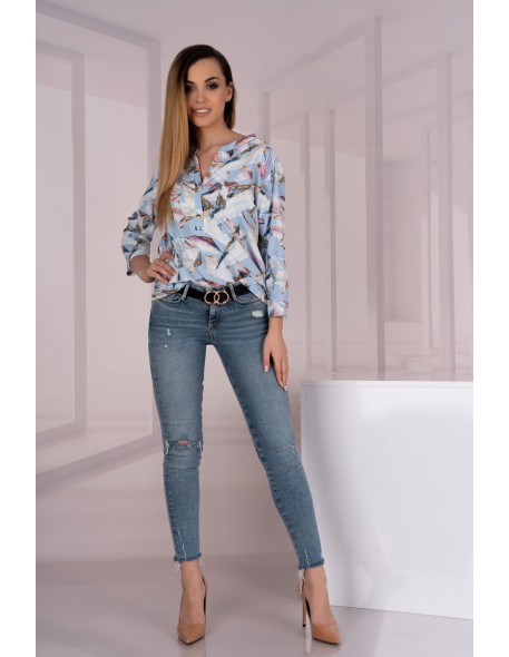 Kalena blouse women's 3/4 sleeve błękitna with...