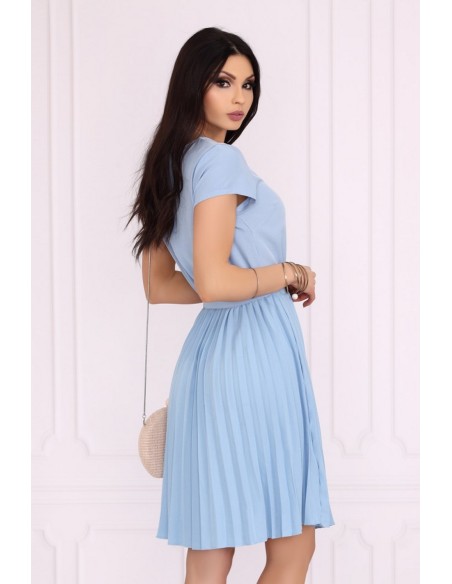 Medesia sukienka damska midi wiązana w pasie niebieska, Merribel 85515