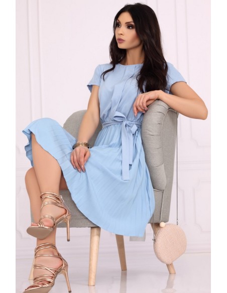 Medesia dress women's midi wiązana in waist blue, Merribel 85515