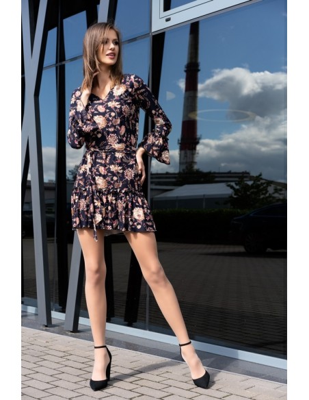 Brynn dress women's black with flowers long sleeves, Merribel 90511