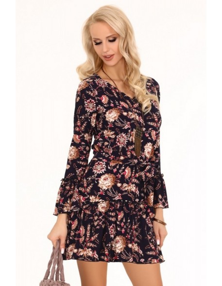 Brynn dress women's black with flowers long...