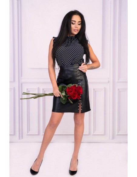 Armin bluzka damska czarna w groszki bez rękawów, Merribel