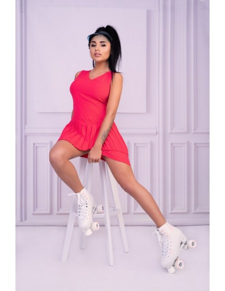 Nevre sukienka damska bez rękawów malinowa plisowana wstawka, Merribel