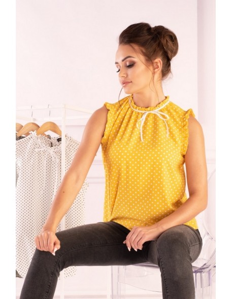 AMargo blouse women's yellow polka dots sleeveless, Merribel