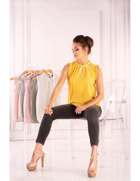 AMargo blouse women's yellow polka dots sleeveless, Merribel