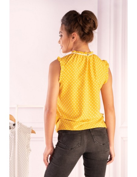 AMargo blouse women's yellow polka dots sleeveless, Merribel