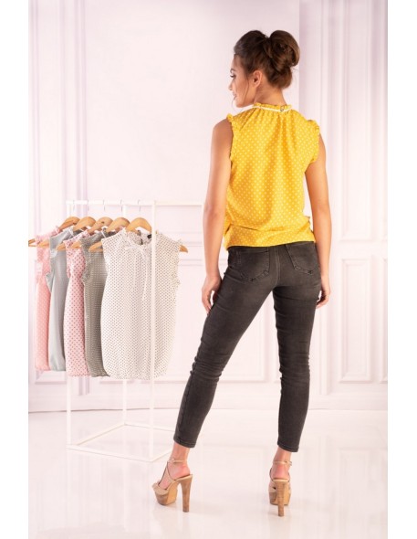 AMargo blouse women's yellow polka dots...