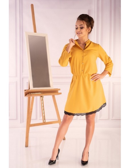 Jentyna sukienka damska z rękawami 3/4 żółta,...