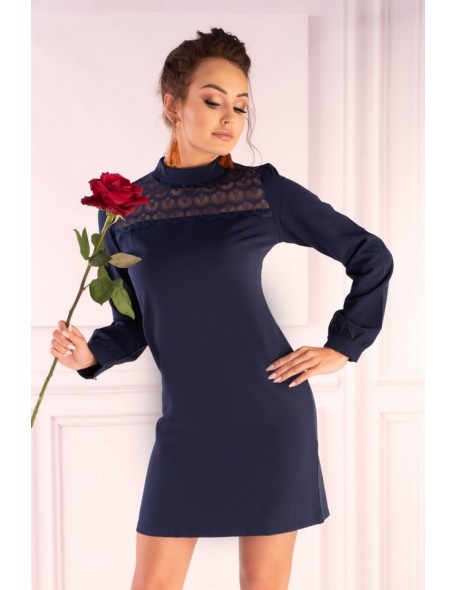 Morana dress women's with long sleeve navy blue, Merribel 85601