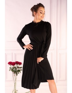 Hamien dress women's long sleeves pleated bottom black,...