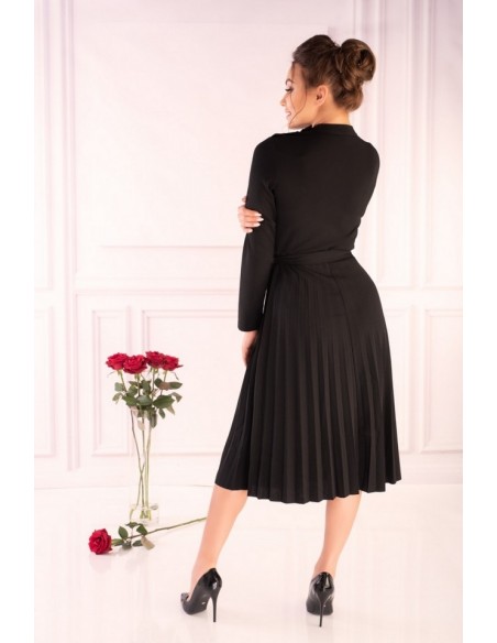 Hamien dress women's long sleeves pleated bottom black, Merribel 85603